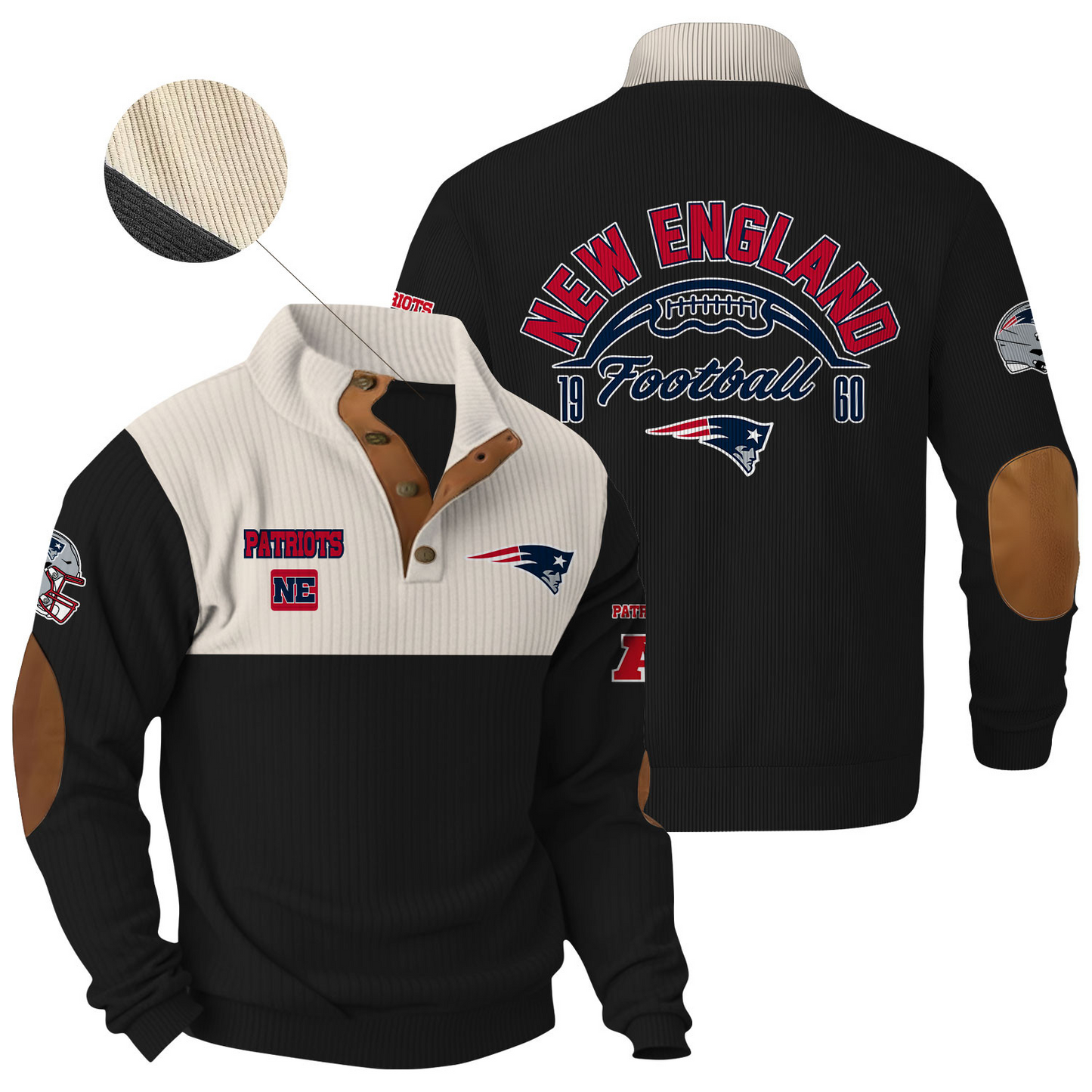 NEP x NFL Football Graphic And Arched Back Lettering Button Sweater V1 DATND TANTD