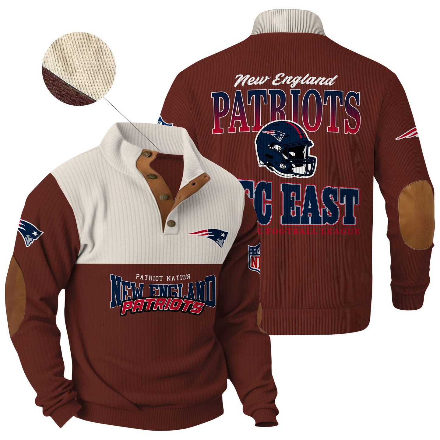 NEP x NFL Football Graphic And Arched Back Lettering Button Sweater V2 DATND TANTD