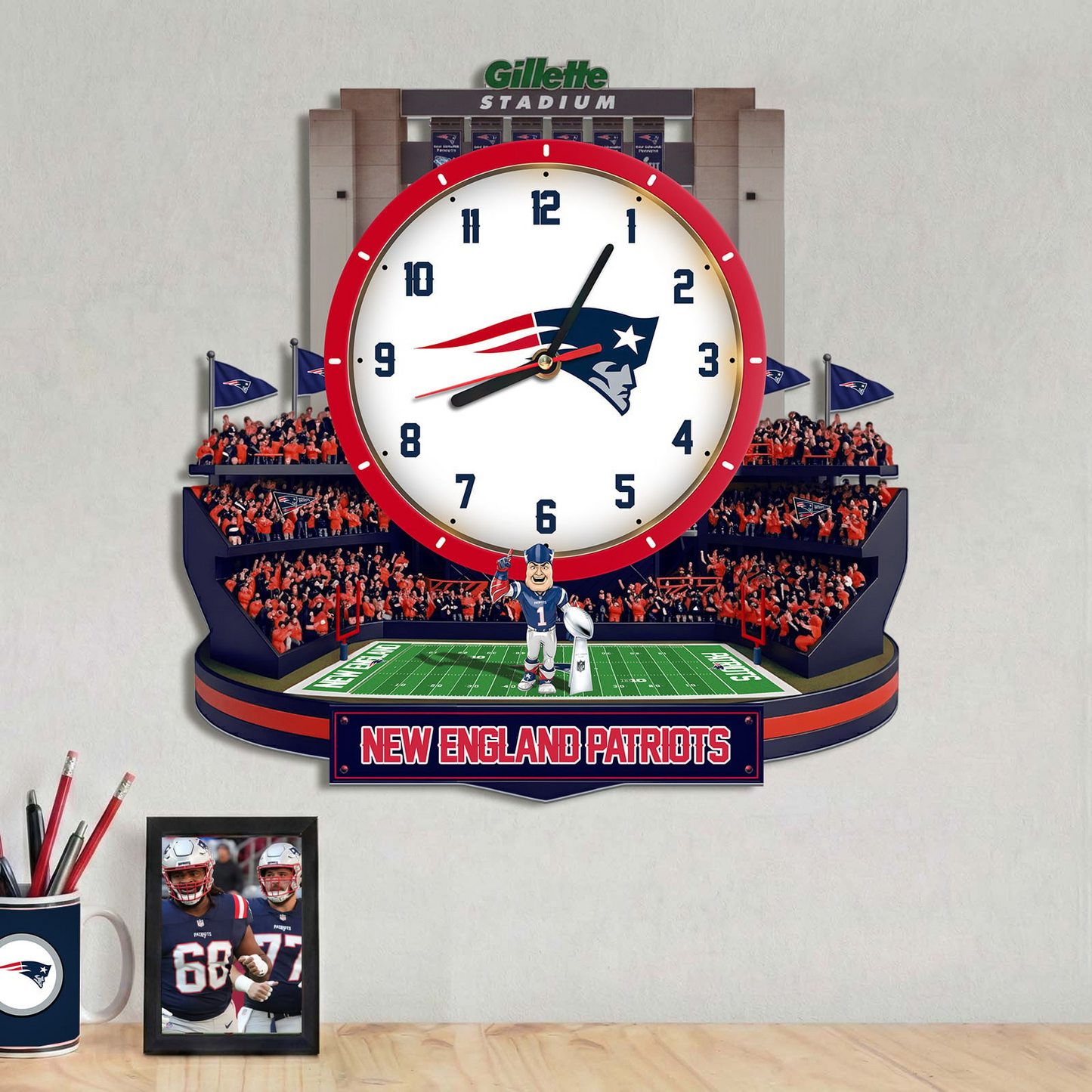 NEP x NFL Stadium Decorative 3D Visual Effect Acrylic Wall Clock DDT CTND