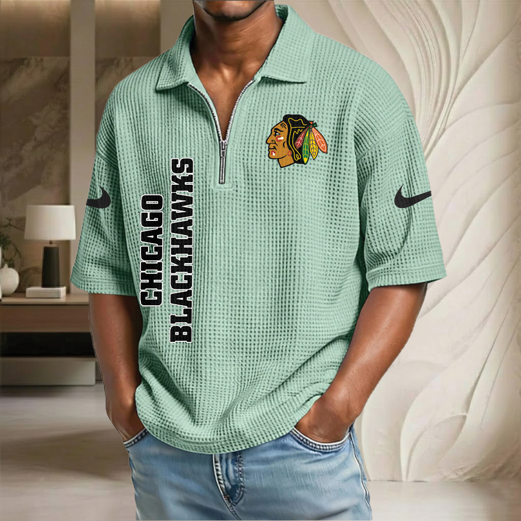 NHL x CB Waffle Half-Zip Polo Shirt HLP 070326 HLPHUONG