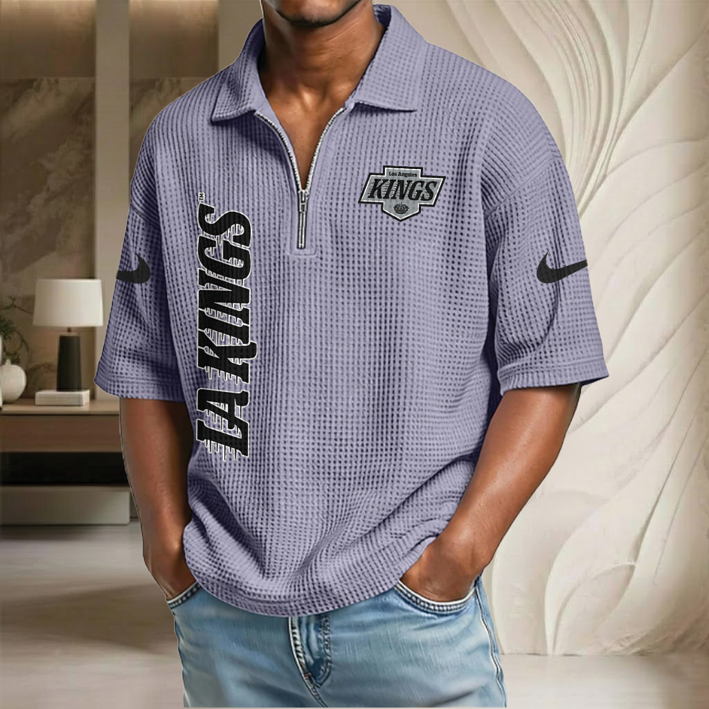 NHL x LAK Waffle Half-Zip Polo Shirt HLP 070326 HLPHUONG