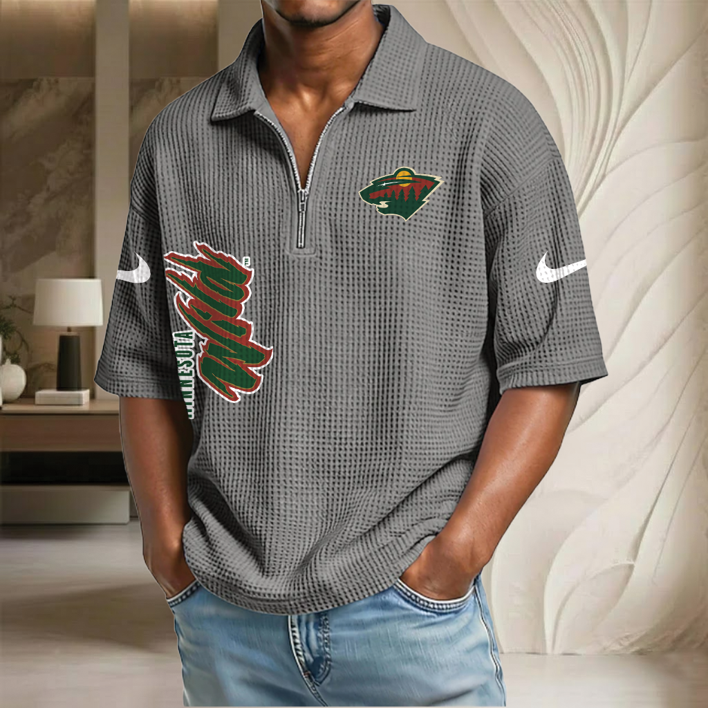 NHL x MW Waffle Half-Zip Polo Shirt HLP 070326 HLPHUONG