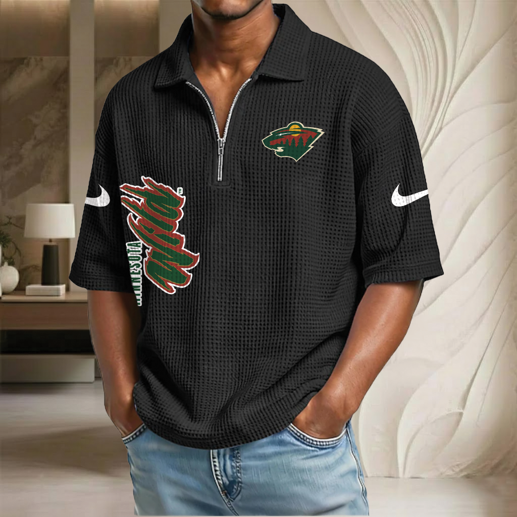 NHL x MW Waffle Half-Zip Polo Shirt HLP 070326 HLPHUONG
