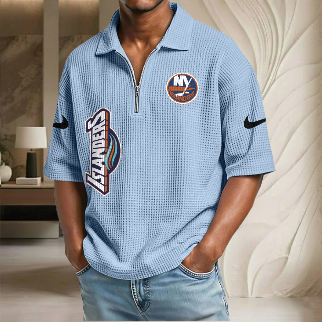 NHL x NYI Waffle Half-Zip Polo Shirt HLP 070326 HLPHUONG