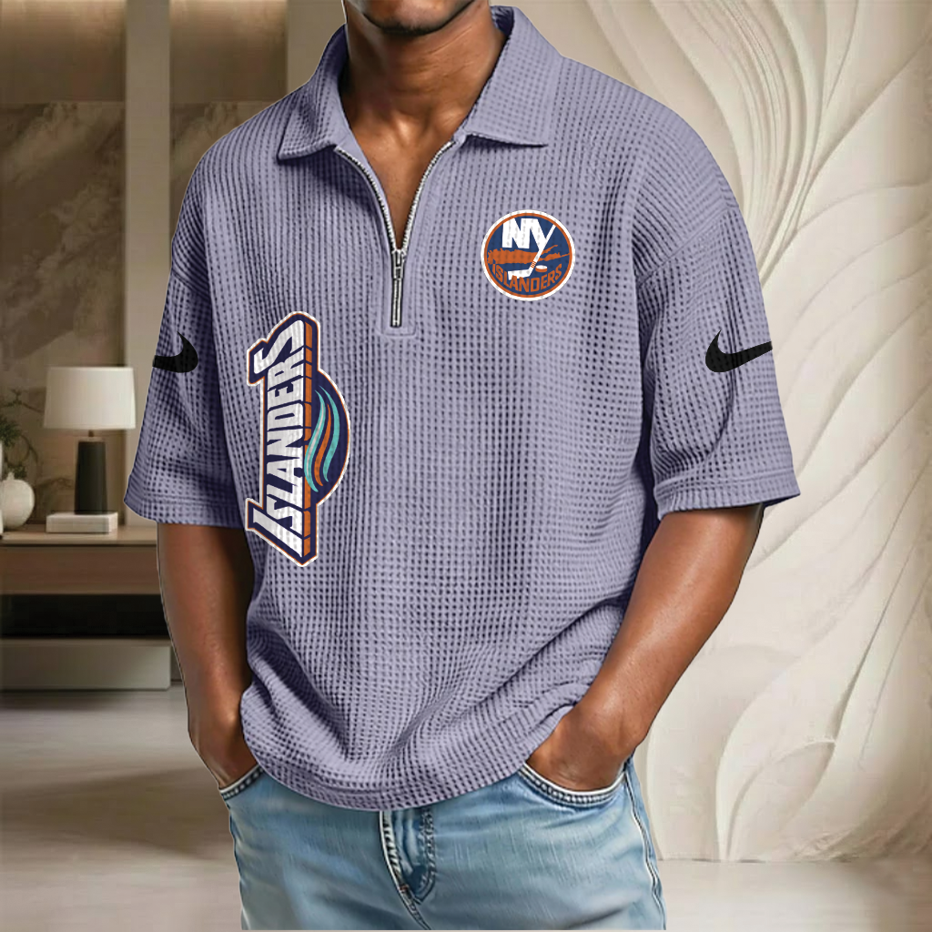 NHL x NYI Waffle Half-Zip Polo Shirt HLP 070326 HLPHUONG