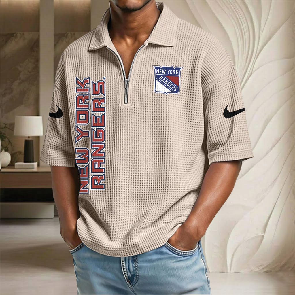 NHL x NYR Waffle Half-Zip Polo Shirt HLP 070326 HLPHUONG