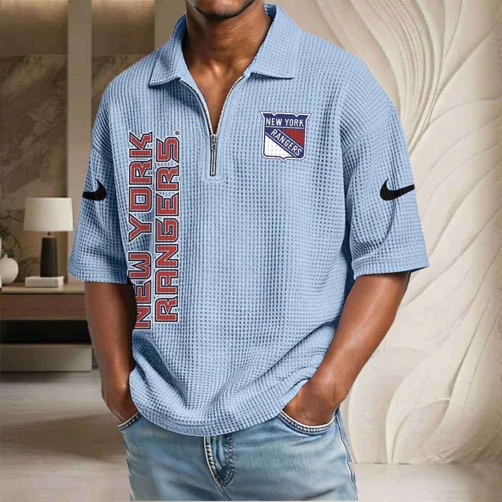 NHL x NYR Waffle Half-Zip Polo Shirt HLP 070326 HLPHUONG