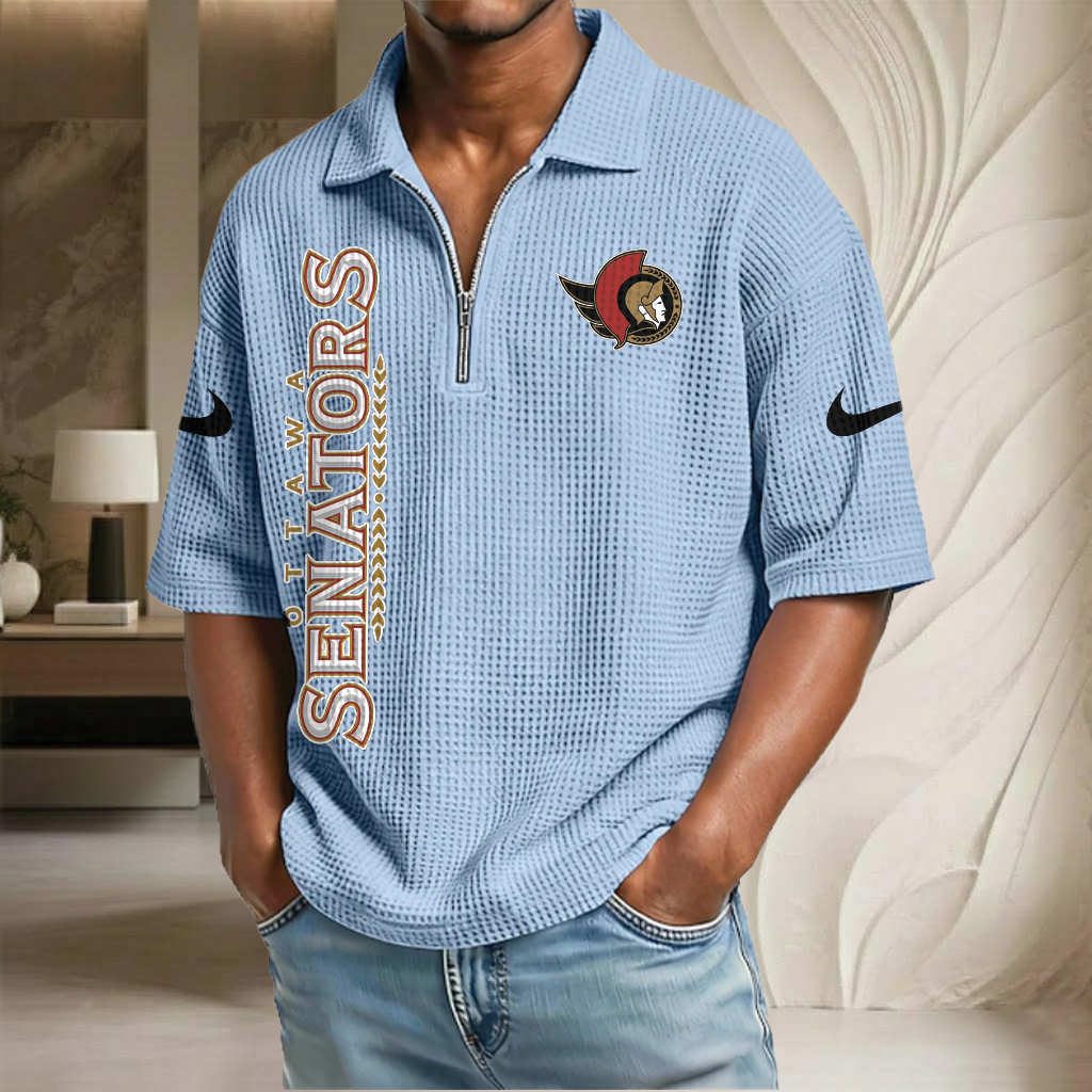 NHL x OS Waffle Half-Zip Polo Shirt HLP 070326 HLPHUONG