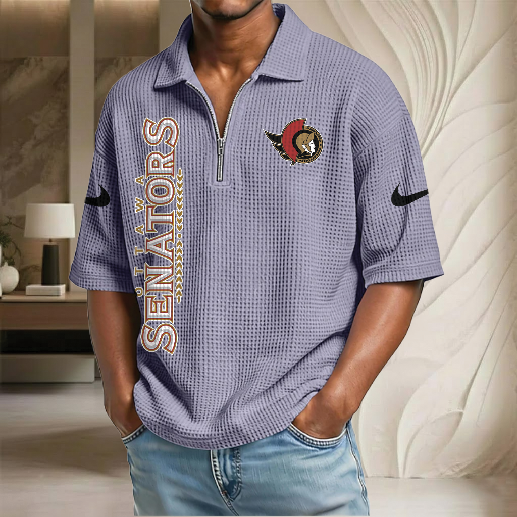 NHL x OS Waffle Half-Zip Polo Shirt HLP 070326 HLPHUONG