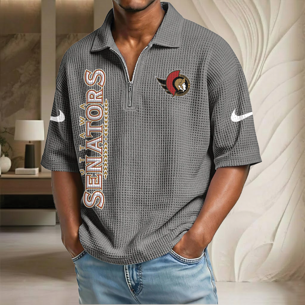 NHL x OS Waffle Half-Zip Polo Shirt HLP 070326 HLPHUONG