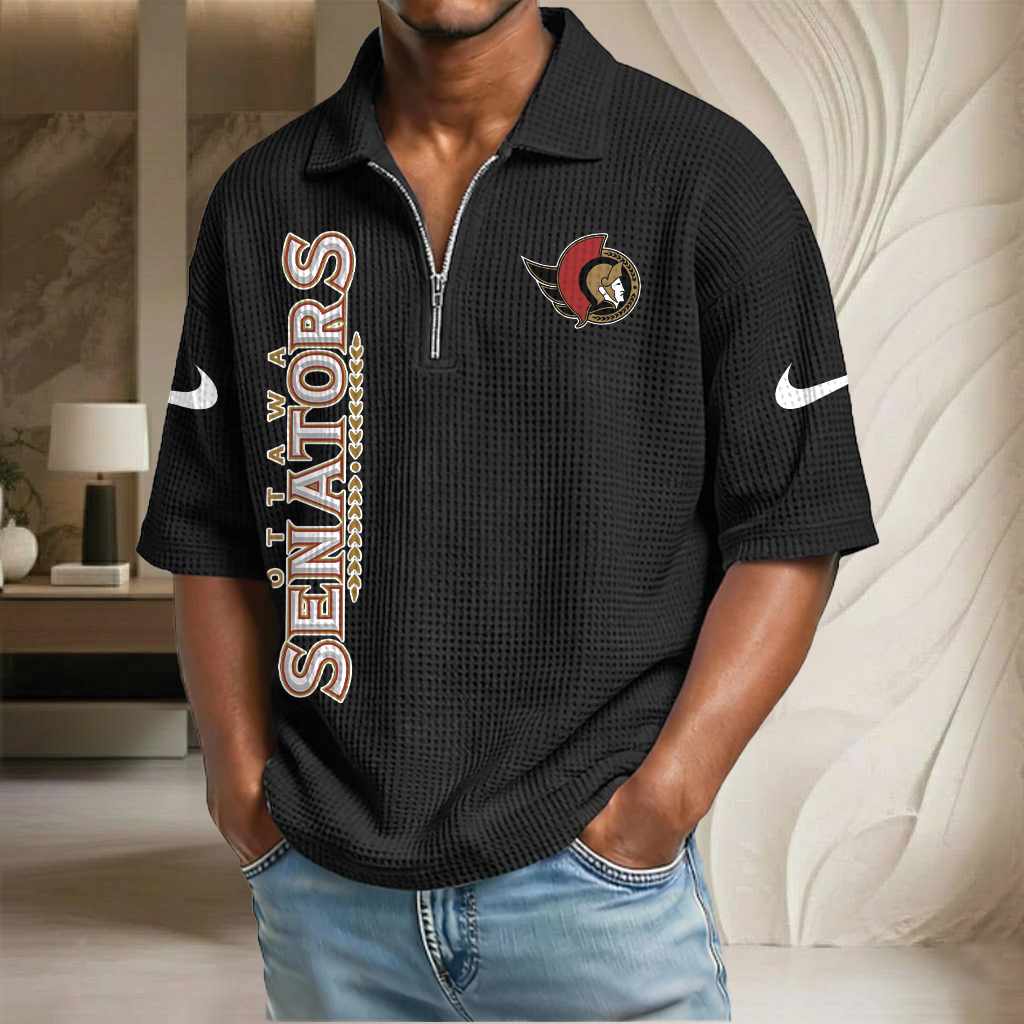 NHL x OS Waffle Half-Zip Polo Shirt HLP 070326 HLPHUONG