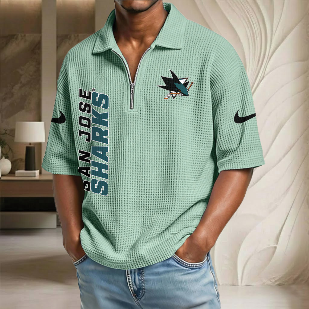 NHL x SJS Waffle Half-Zip Polo Shirt HLP 070326 HLPHUONG