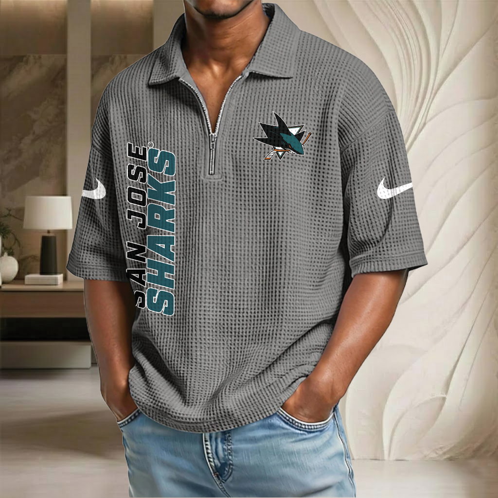 NHL x SJS Waffle Half-Zip Polo Shirt HLP 070326 HLPHUONG