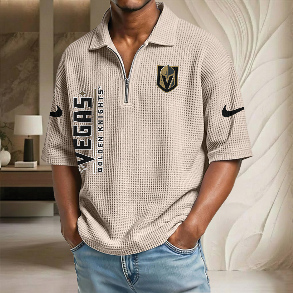 NHL x VGK Waffle Half-Zip Polo Shirt HLP 070326 HLPHUONG
