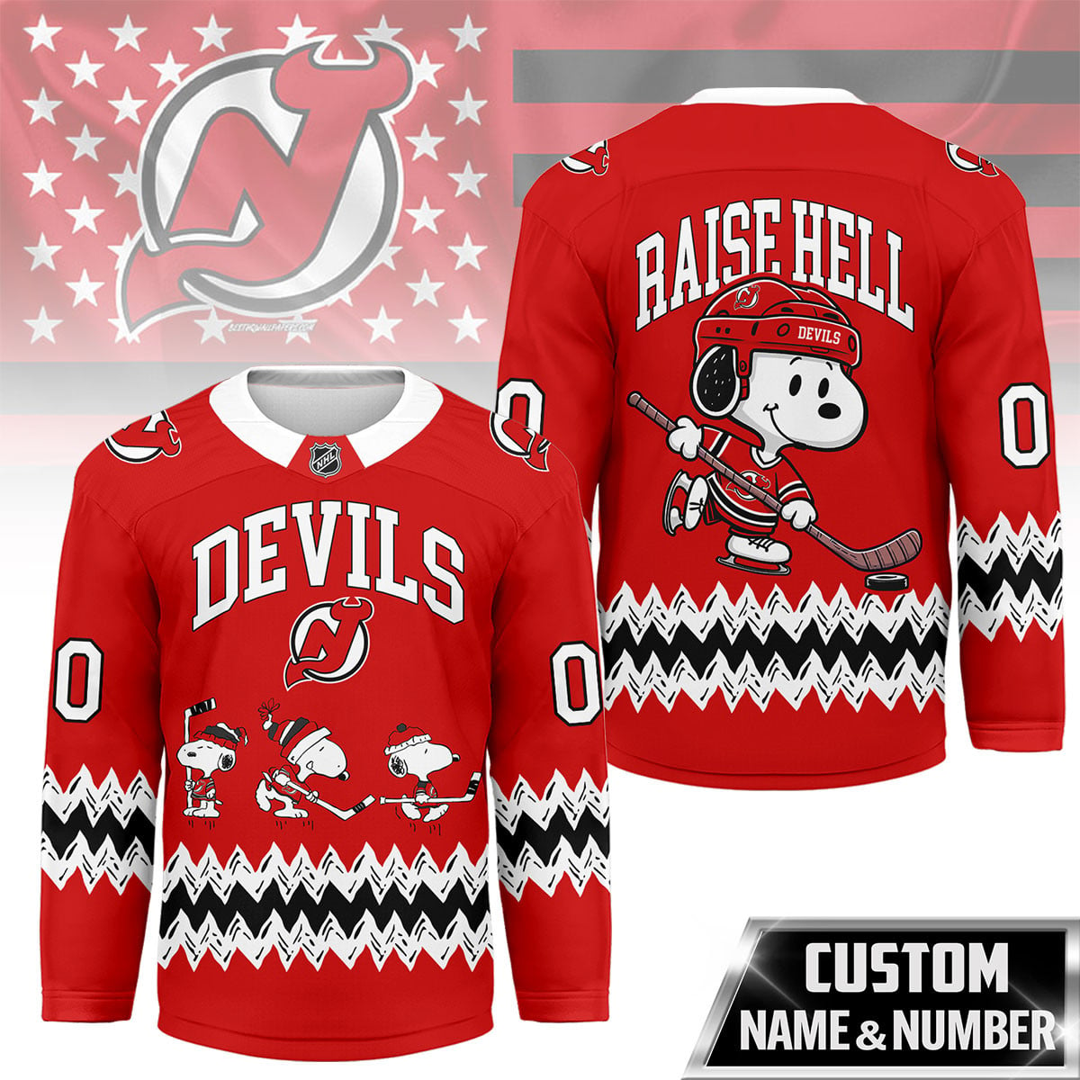 NJD Premium NHL Snoopy Personalized Hockey Jersey DDT CTND