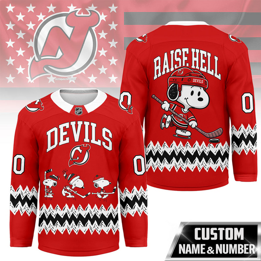 NJD Premium NHL Snoopy Personalized Hockey Jersey DDT CTND
