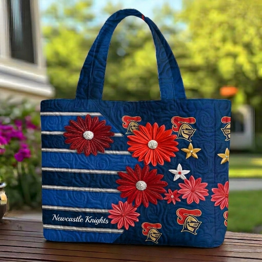 NK x NRL Flowers Quilted Tote Bag Custom Name Gifts For Fan DDT LBN