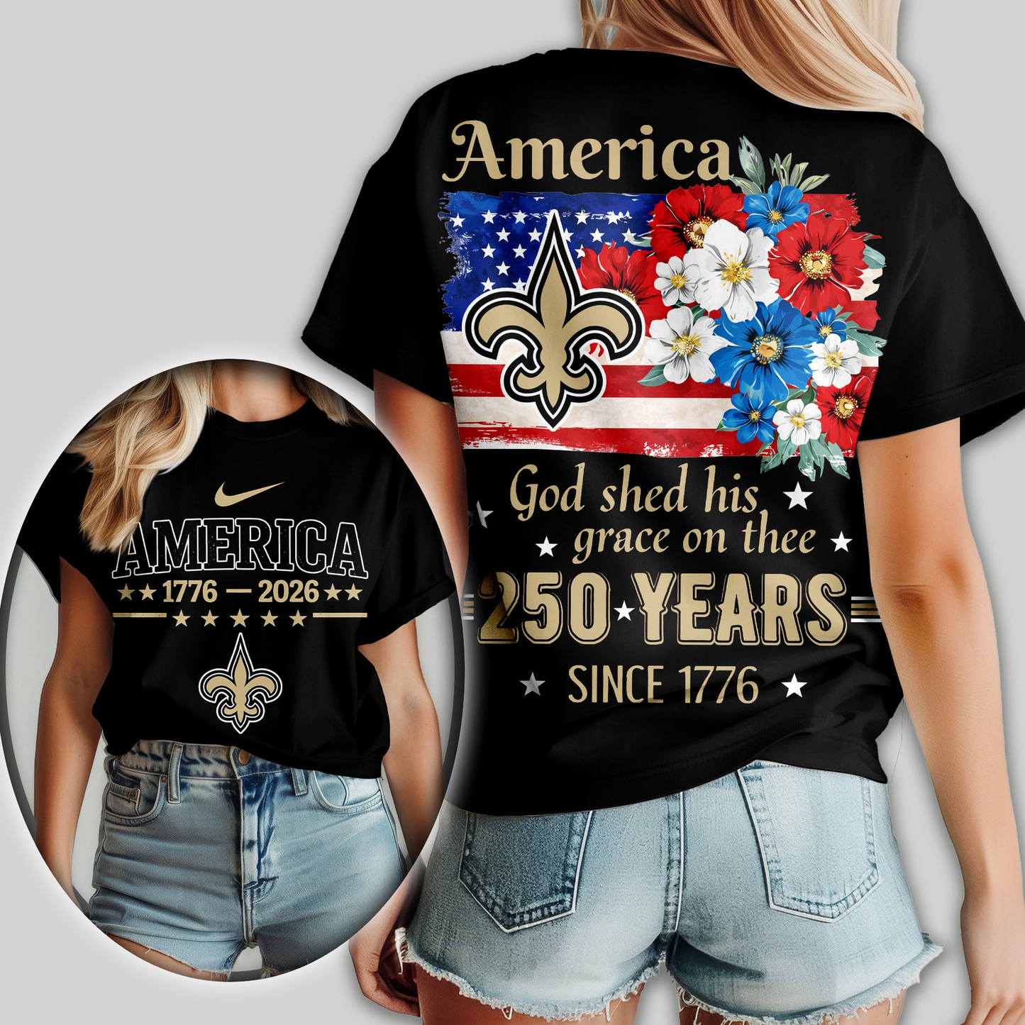 NOS Premium NFL America God Shed His Grace On Thee Women Shirt DDT  NTL