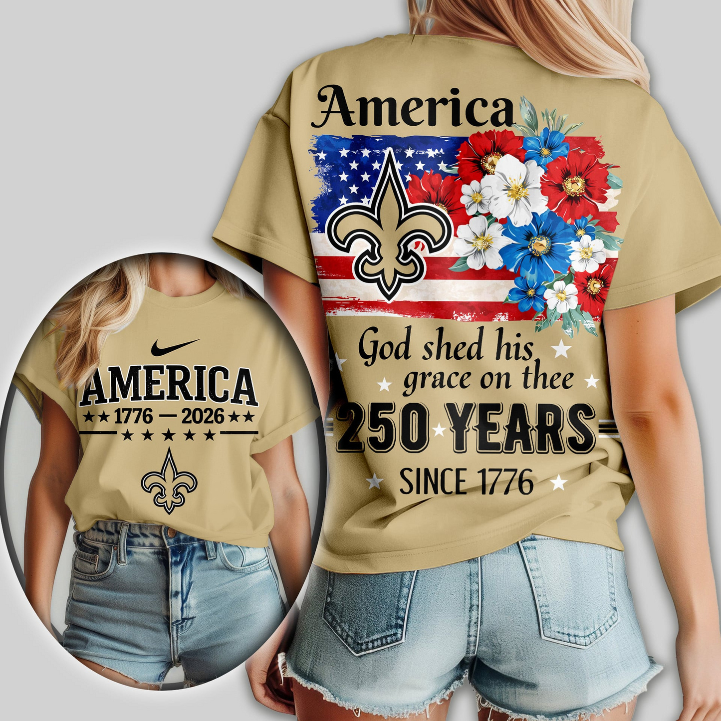 NOS Premium NFL America God Shed His Grace On Thee Women Shirt DDT  NTL