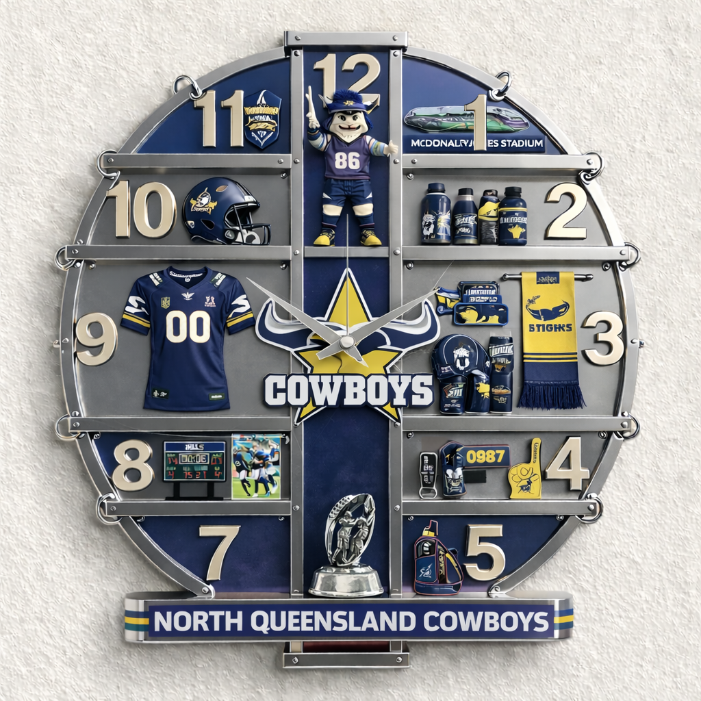 NQC x NRL 3D Visual Effect Acrylic Wall Clock DDT CTND