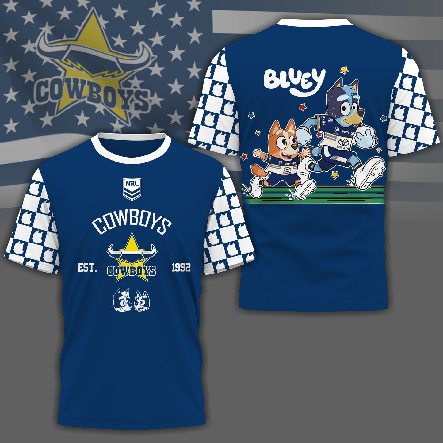 NQC x NRL Premium Bluey 3D Shirt DDT TTTZ