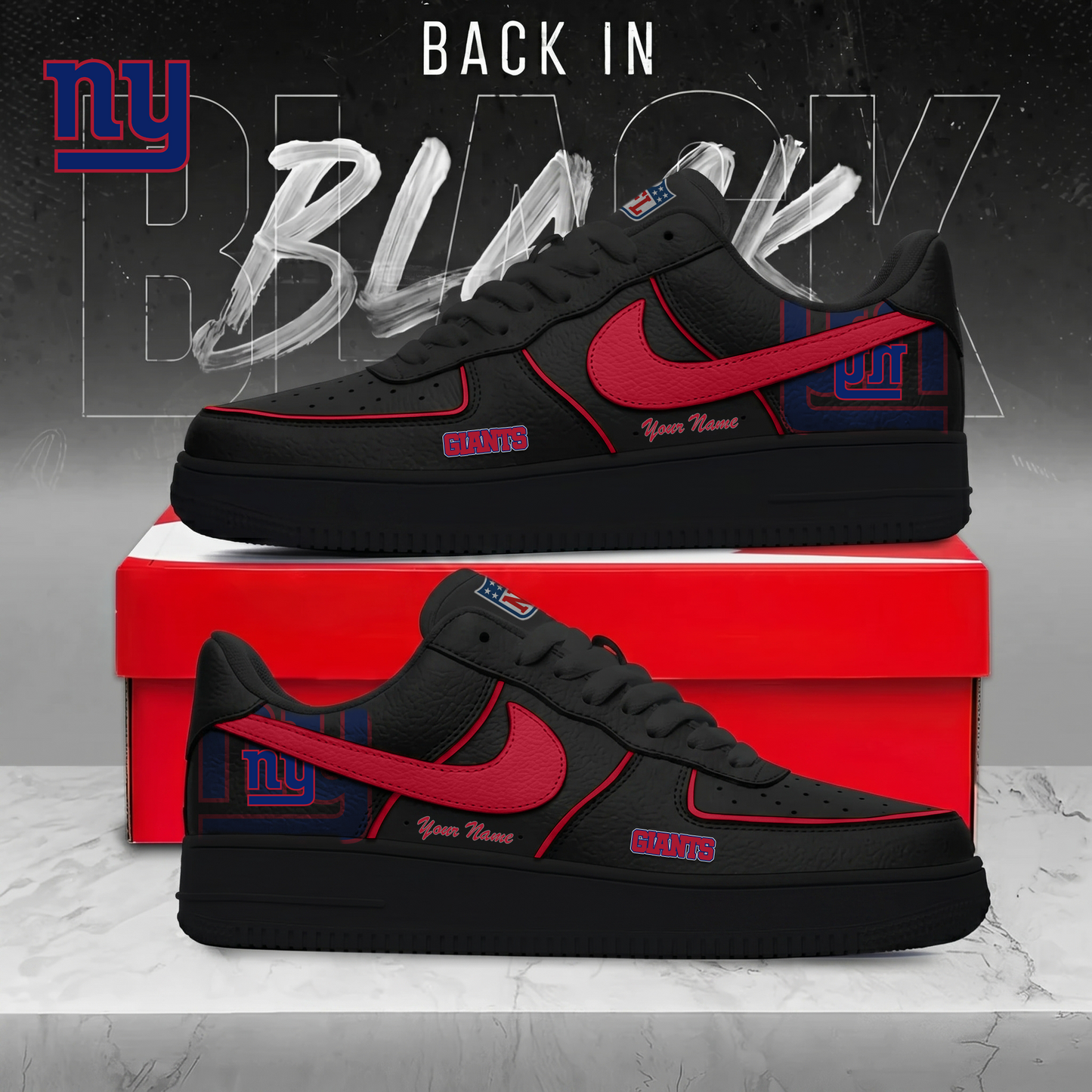 NYG x NFL Back In Black AF1 Sneakers 250626