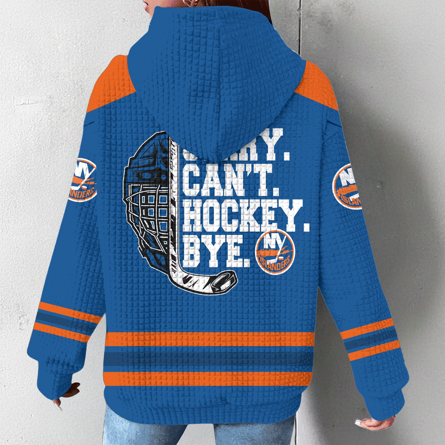 NYI Premium NHL Sorry Busy Hockey Waffle Hoodie DDT NTL