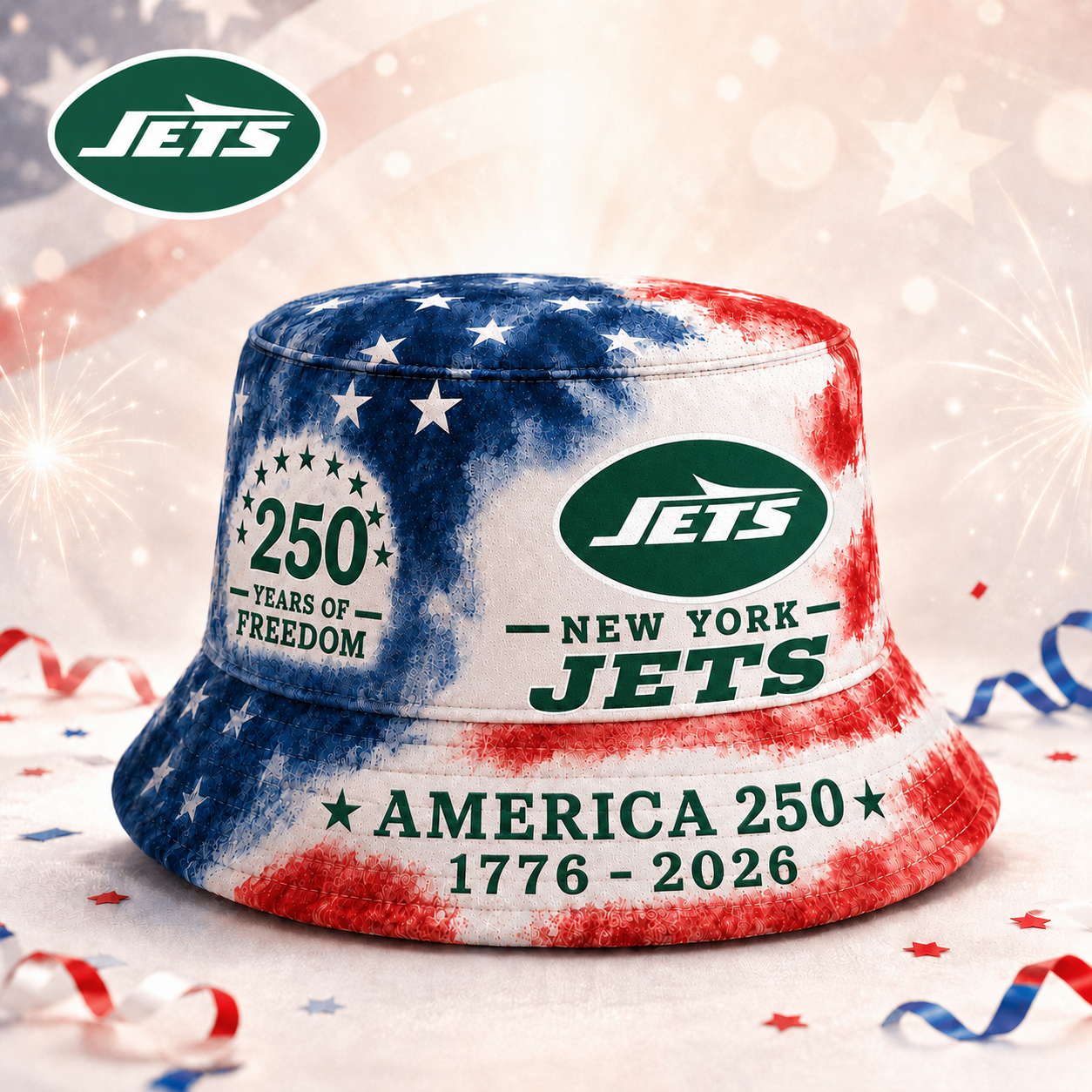 NYJ Premium NFL 250 Years Of Freedom Bucket Hat 120626