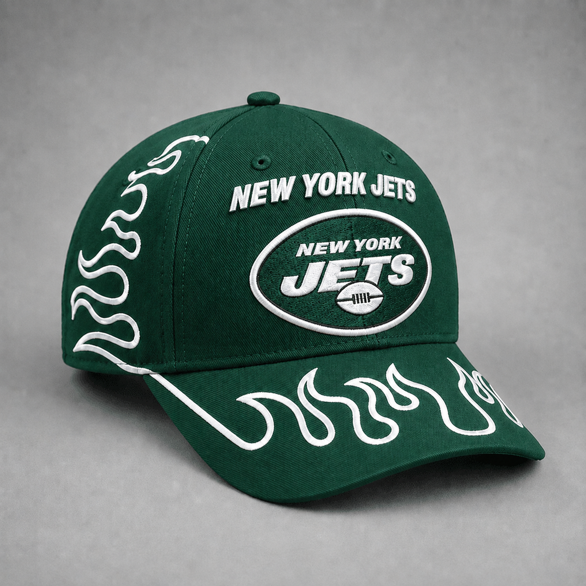 NYJ Premium NFL Flame Curved Brim Baseball Cap