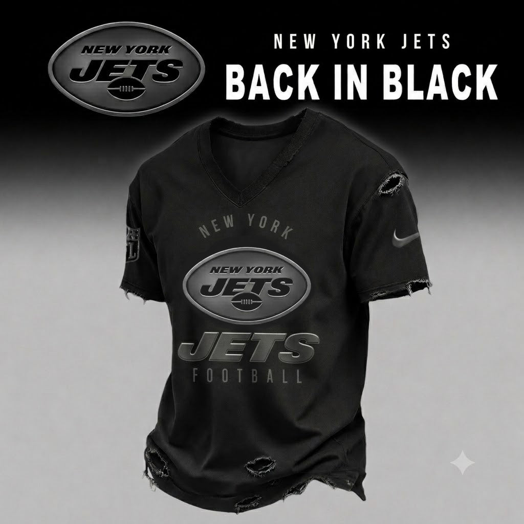 NYJ x NFL Back In Black V-neck Shirt 290626