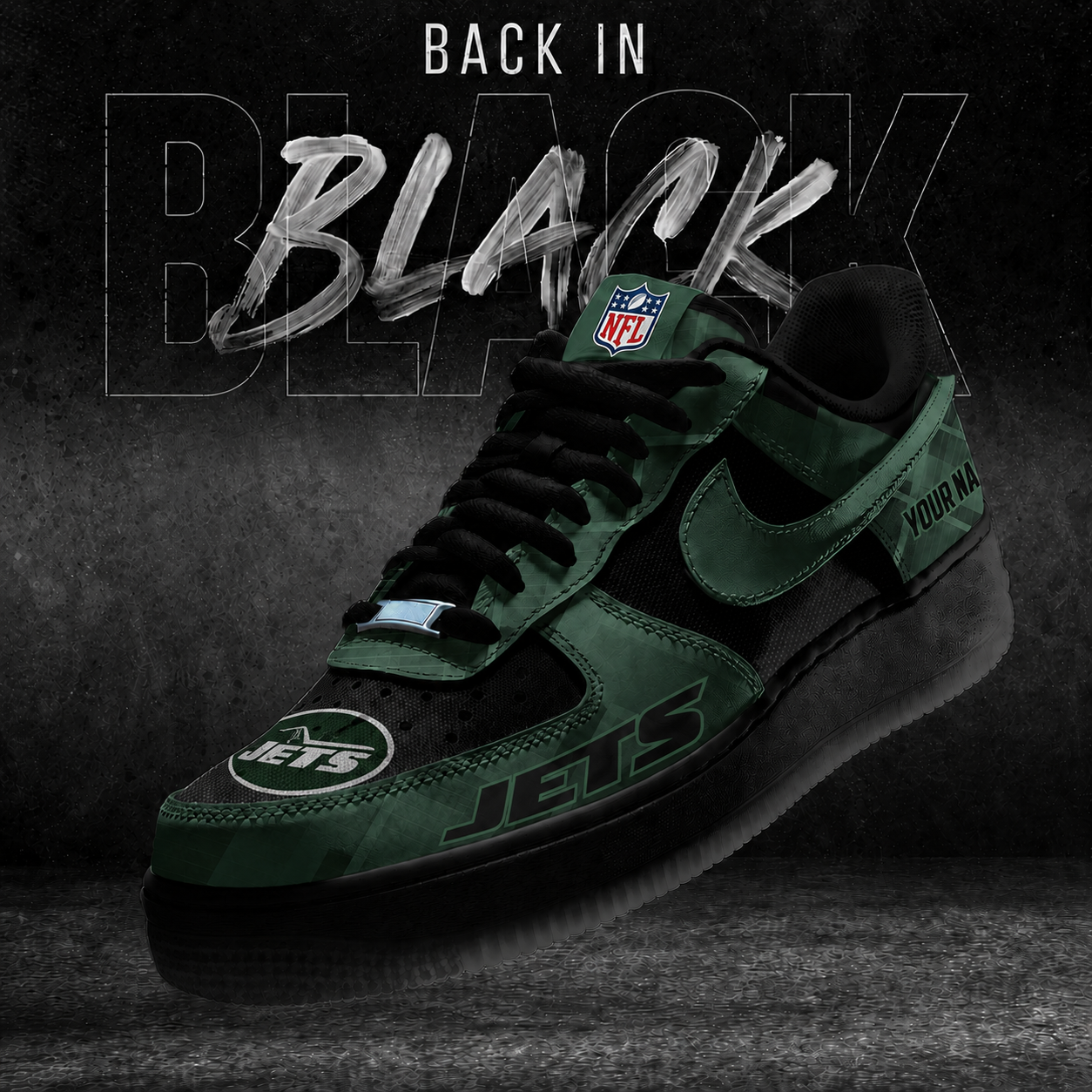 NYJ x NFL Back In Black V2 AF1 Sneakers  270626
