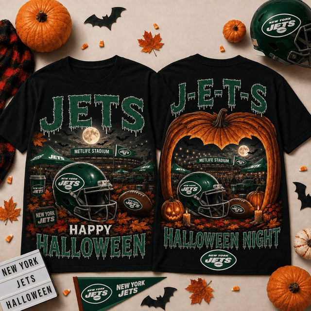 NYJ x NFL Halloween Custom Name T Shirt Gift For Fan