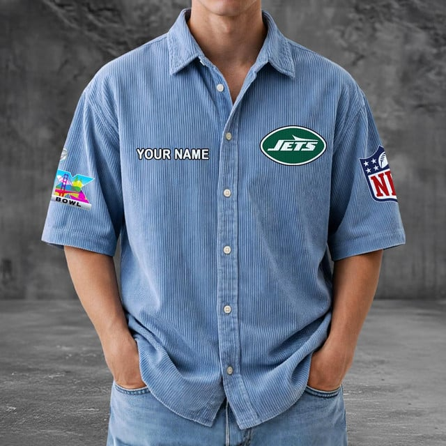 NYJ x NFL Men Seersucker Button Shirt DDT NTL