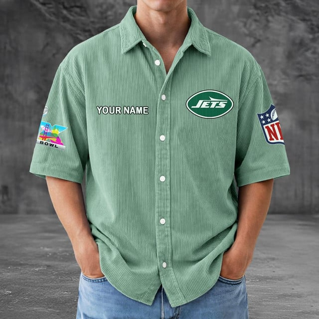 NYJ x NFL Men Seersucker Button Shirt DDT NTL