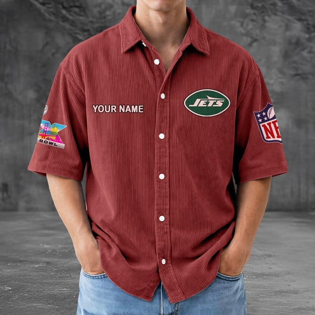 NYJ x NFL Men Seersucker Button Shirt DDT NTL