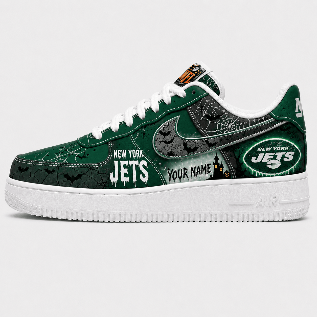 NYJ x Premium NFL Fear The Team Halloween AF1 Sneakers