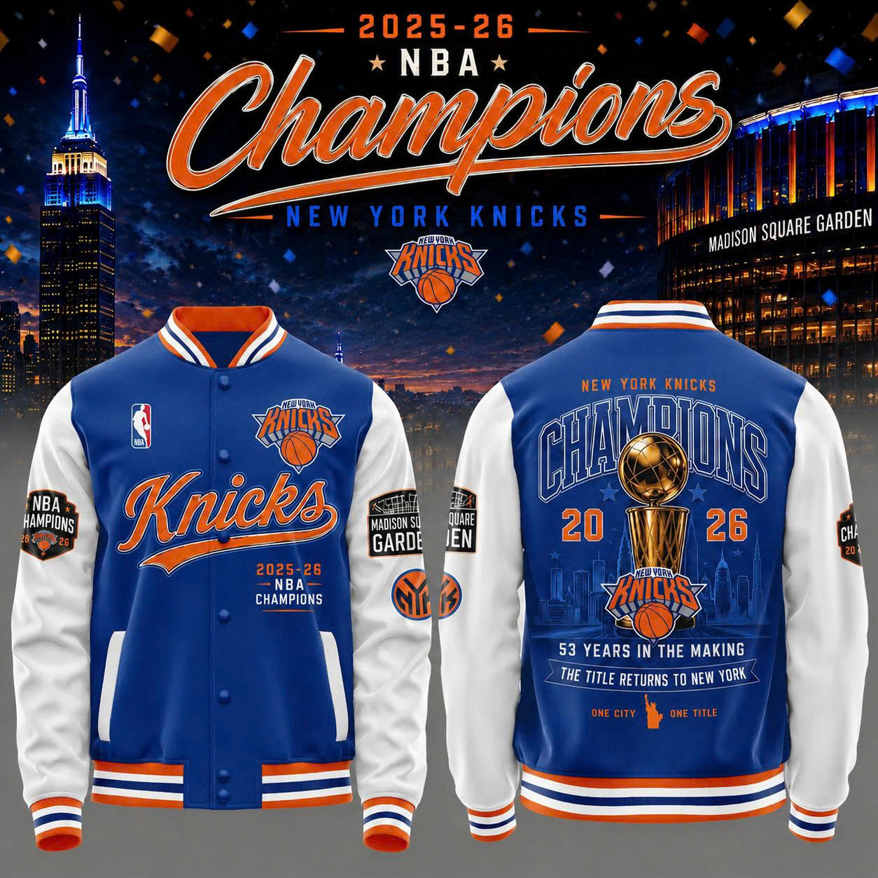 NYK x NBA Finals Champions Luxury V2 Varsity Jacket 150626