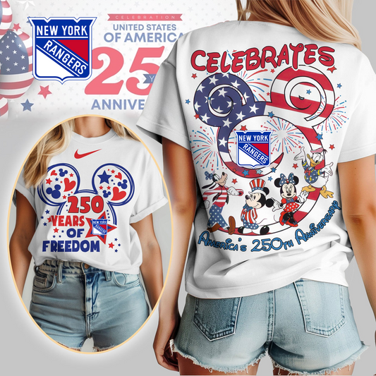 NYR Premium NHL Mickey Celebrates America 250th Anniversary Women Shirt DDT CTND