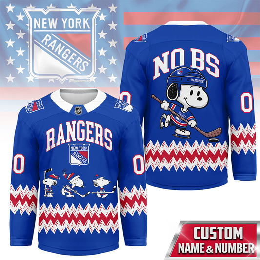 NYR Premium NHL Snoopy Personalized Hockey Jersey DDT CTN