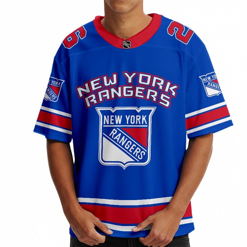 NYR x Hockey Ice Short Sleeves Jersey Shirt Custom Any Number Gift DDT TTTZ