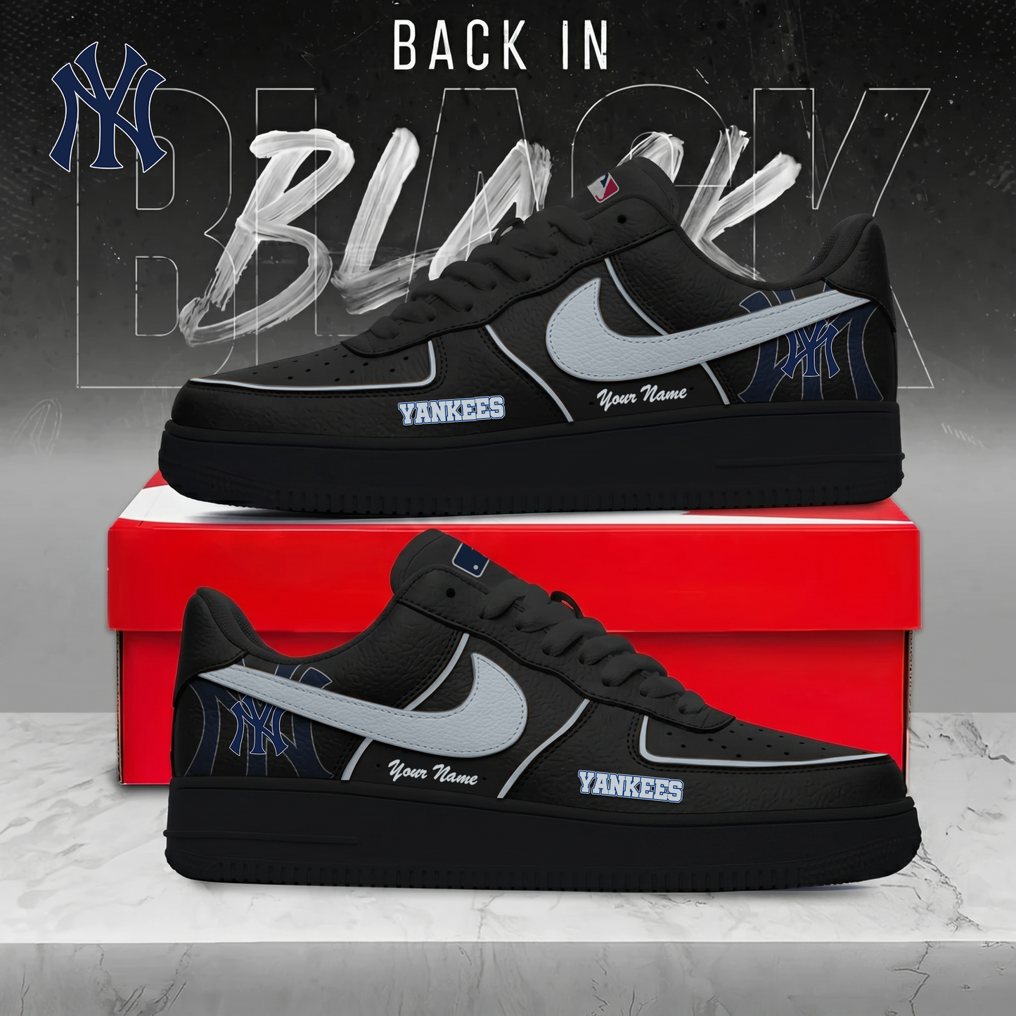 NYY x MLB Back In Black AF1 Sneakers 270626