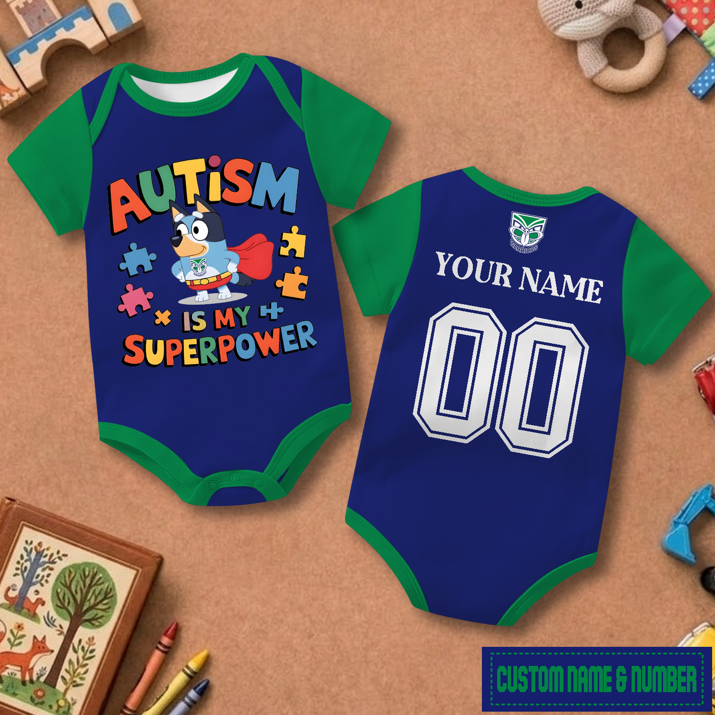 NZL x NRL Custom Name & Number  Baby Romper DATND TANTD