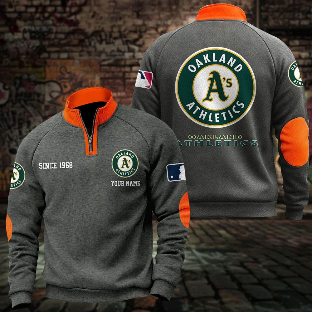 OAK x MLB Sweatshirts Quarter Collared Sweatshirt Pullover DatND DVT
