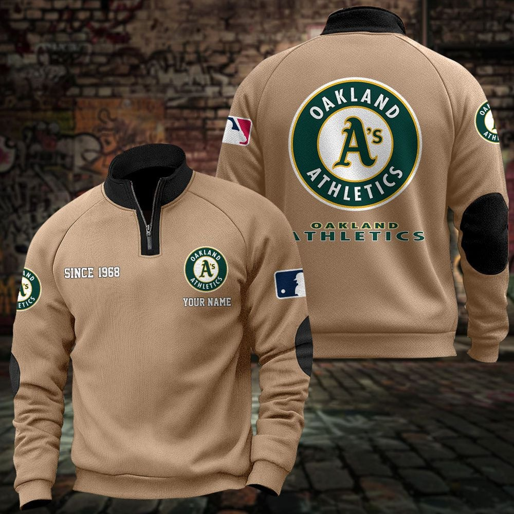 OAK x MLB Sweatshirts Quarter Collared Sweatshirt Pullover DatND DVT