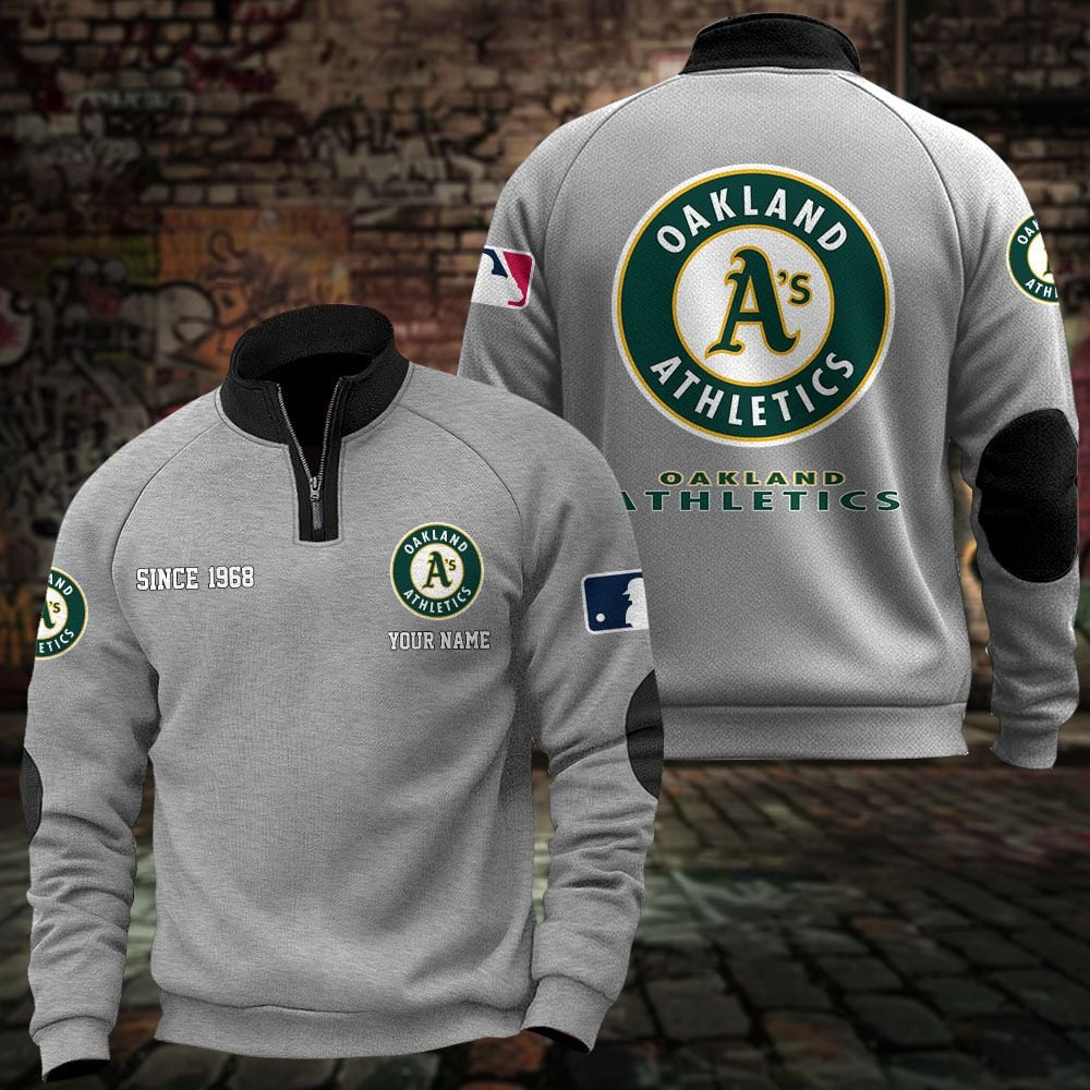 OAK x MLB Sweatshirts Quarter Collared Sweatshirt Pullover DatND DVT