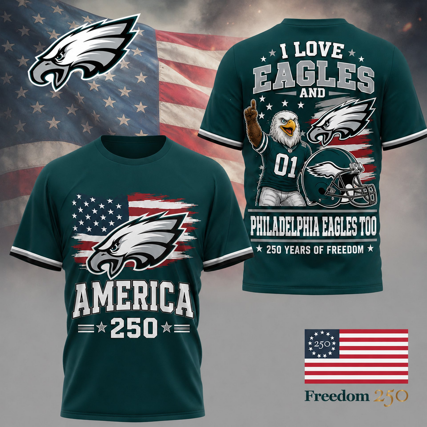 PE Premium NFL 250 Years Of Freedom 3D Shirt120626