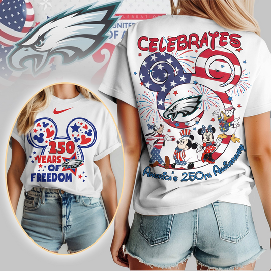 PE Premium NFL Mickey Celebrates America 250th Anniversary Women Shirt DDT NTL