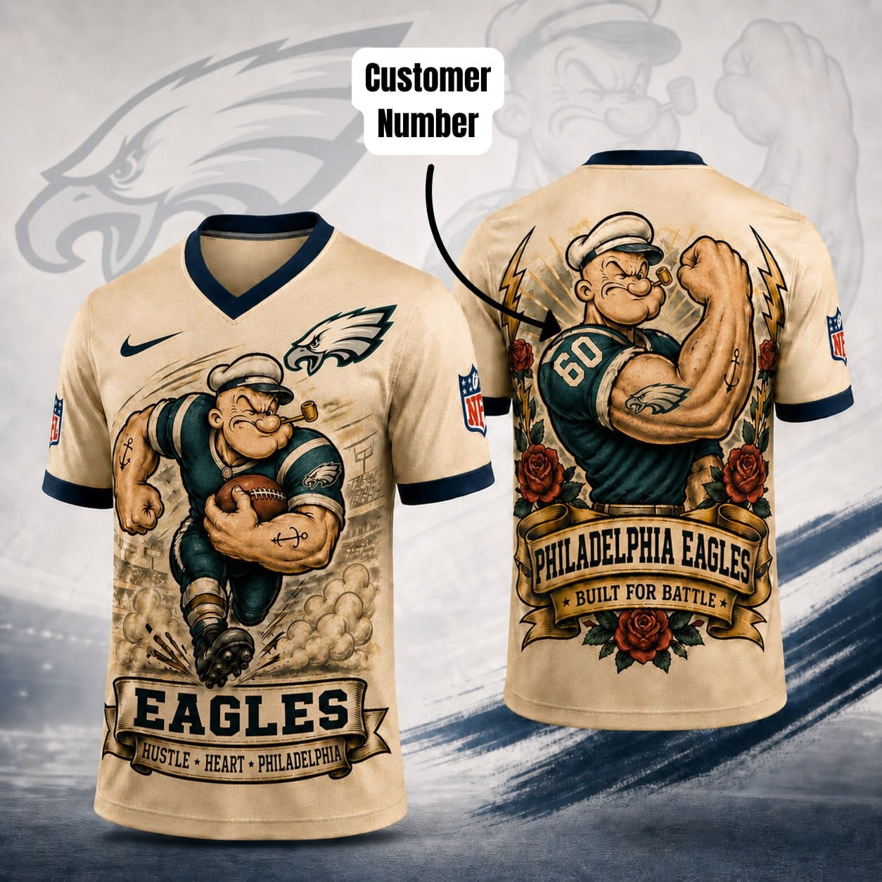 PE Premium NFL Popeye Vintage Tattoo 3D T-Shirt DDT 050626 HLPHUONG