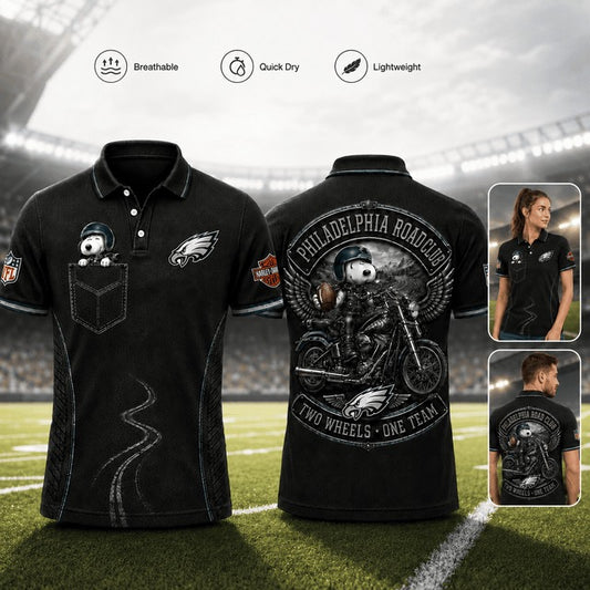 PE Premium NFL Snoopy Biker Game Day Polo Shirt 100626