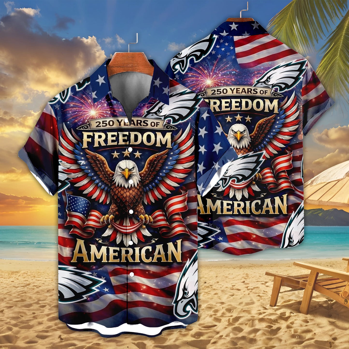 PE x NFL America 250th Anniversary Eagles Hawaiian Shirt 090626